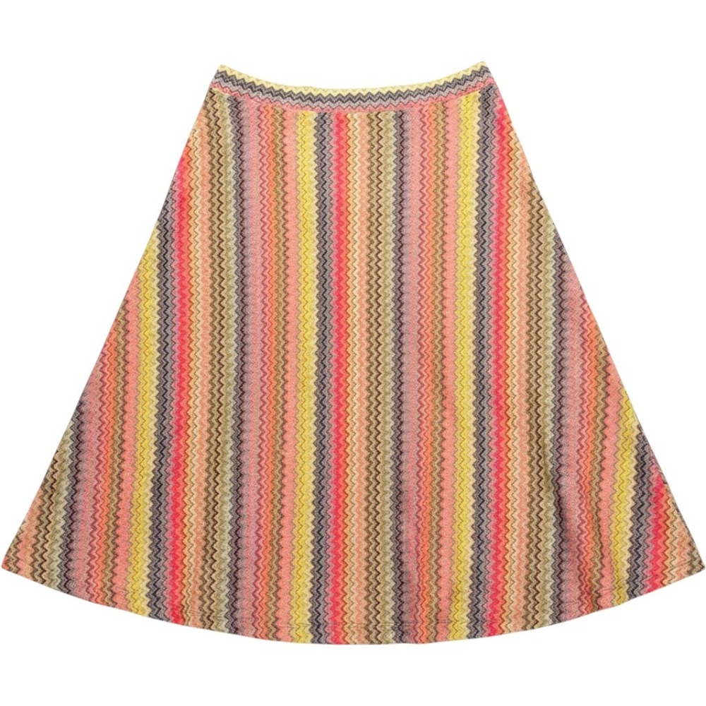 Maeve Anthropologie Girls Pink Yellow Chevron Zigzag Knit Maxi Skirt Medium